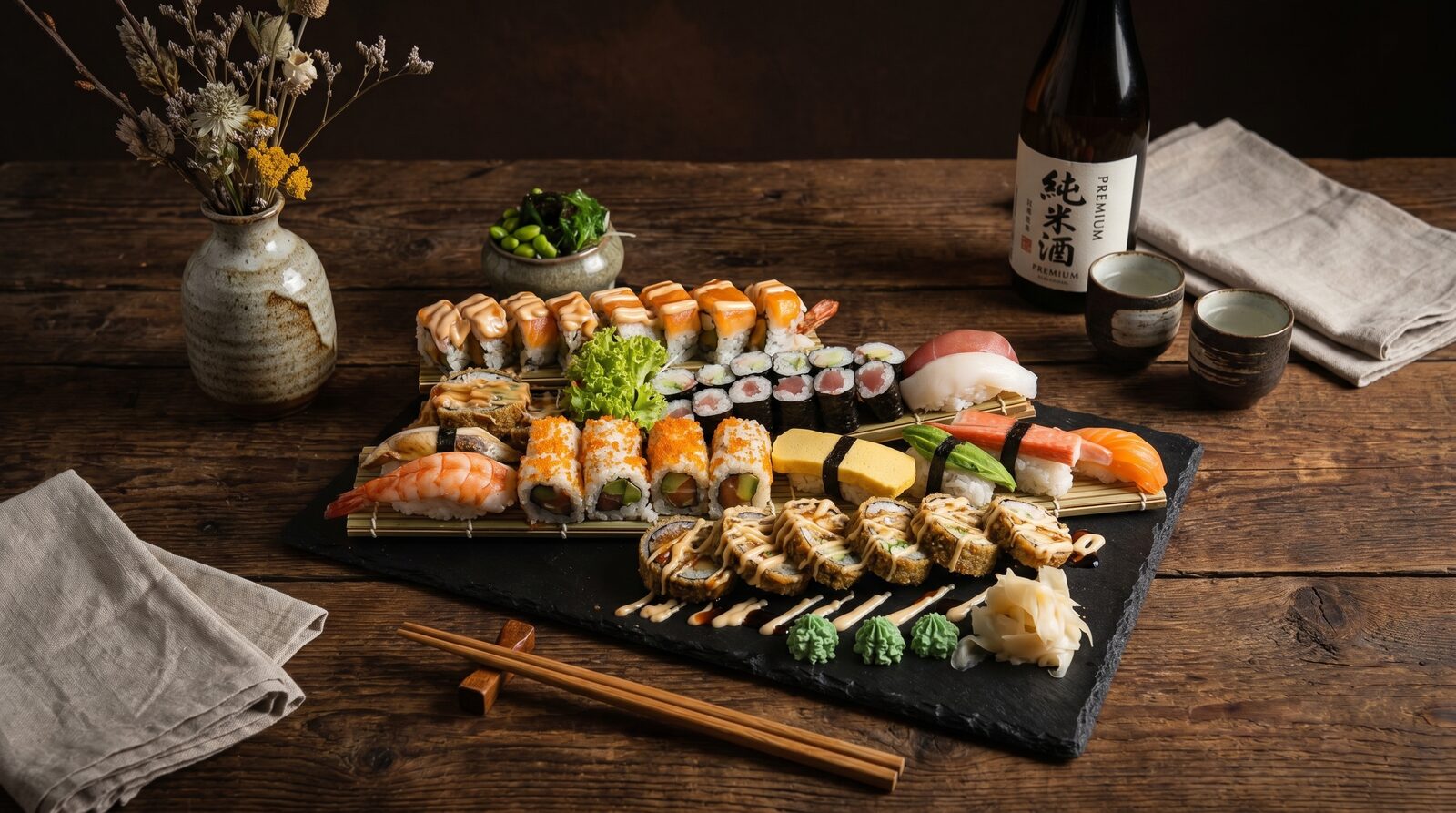 Großes Sushi-Sortiment